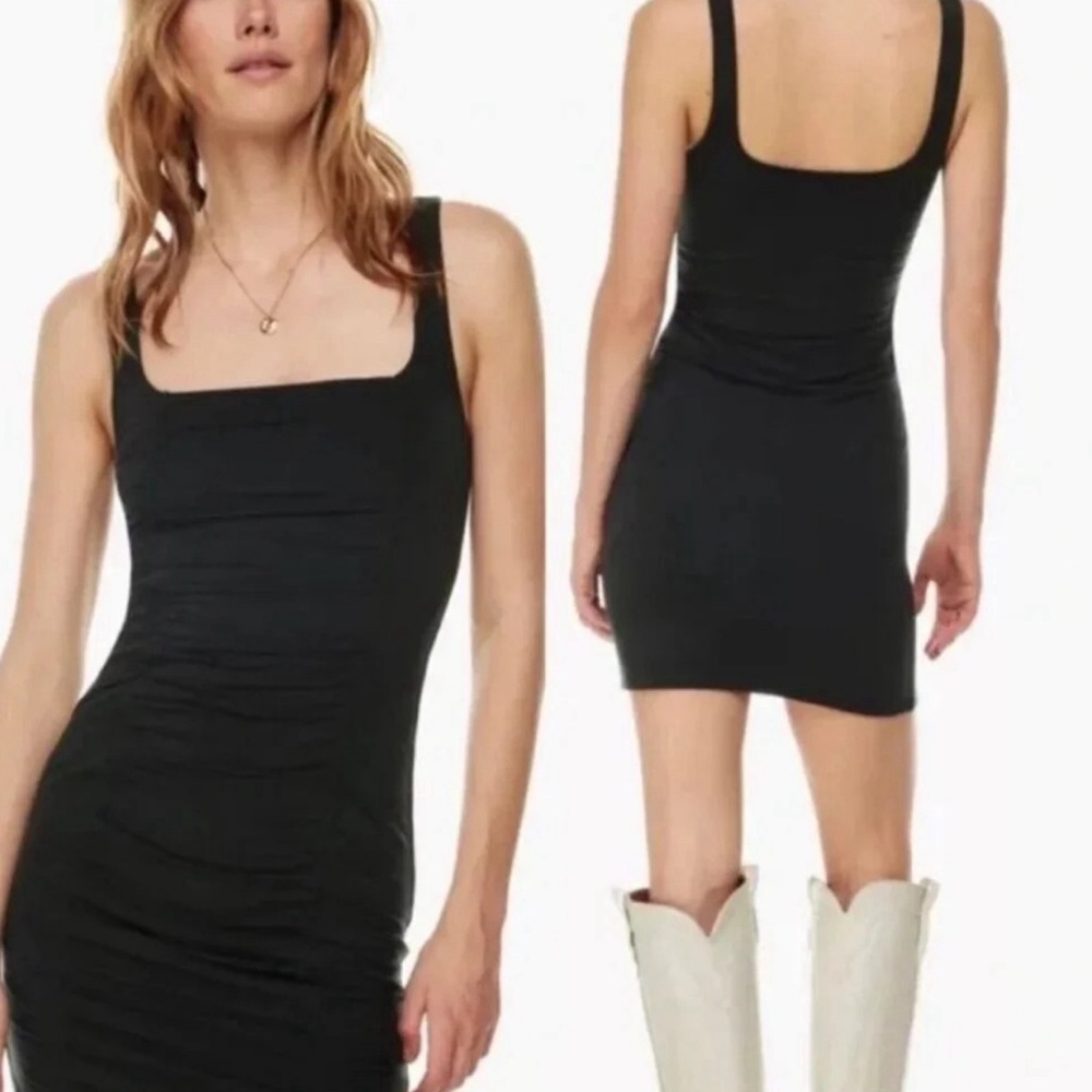 Aritzia Wilfred Lydia Ruched Mini Dress - Black - NWT